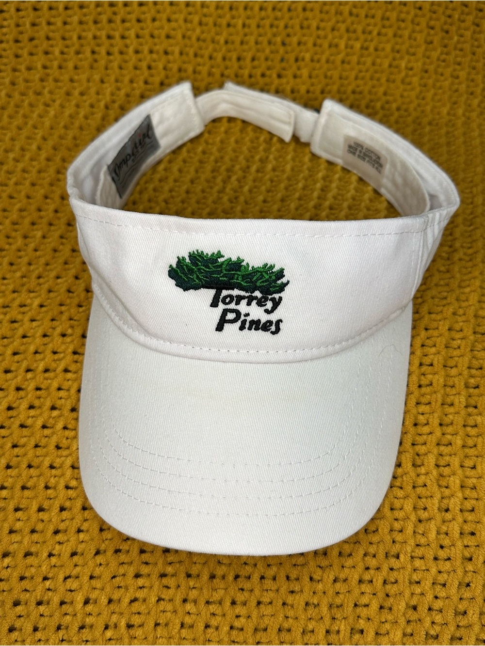 Torrey Pines White Visor with Green Pine Embroidery